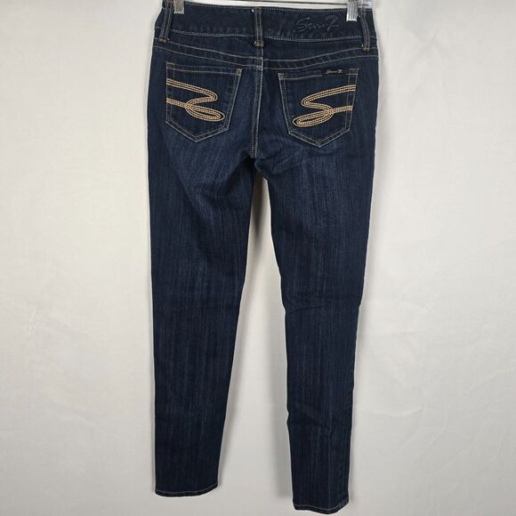 Seven7 Jeans Women's 25 Blue Dark Wash Skinny Embordered S Back Pocket - Picture 7 of 16